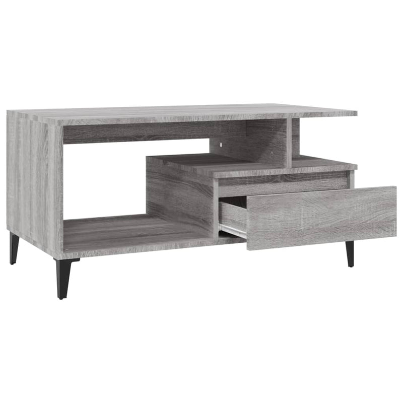 vidaXL szürke sonoma szerelt fa dohányzóasztal 90x49x45 cm