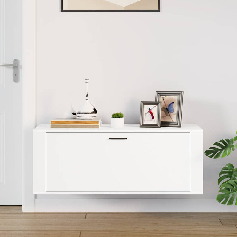 vidaXL fehér szerelt fa fali cipőszekrény 100 x 35 x 38 cm