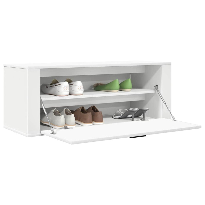 vidaXL fehér szerelt fa fali cipőszekrény 100 x 35 x 38 cm