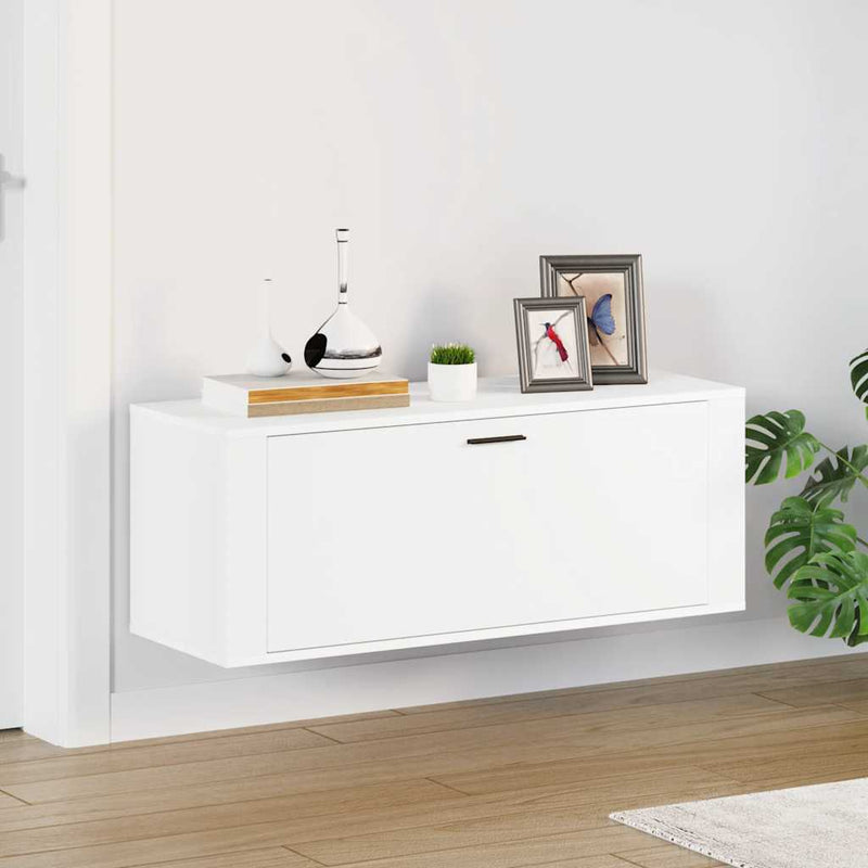 vidaXL fehér szerelt fa fali cipőszekrény 100 x 35 x 38 cm