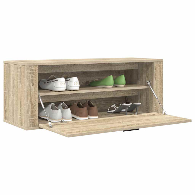 vidaXL sonoma tölgy színű szerelt fa fali cipőszekrény 100x35x38 cm