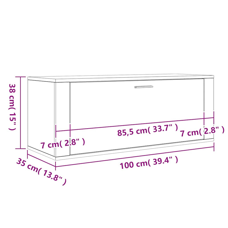 vidaXL sonoma tölgy színű szerelt fa fali cipőszekrény 100x35x38 cm