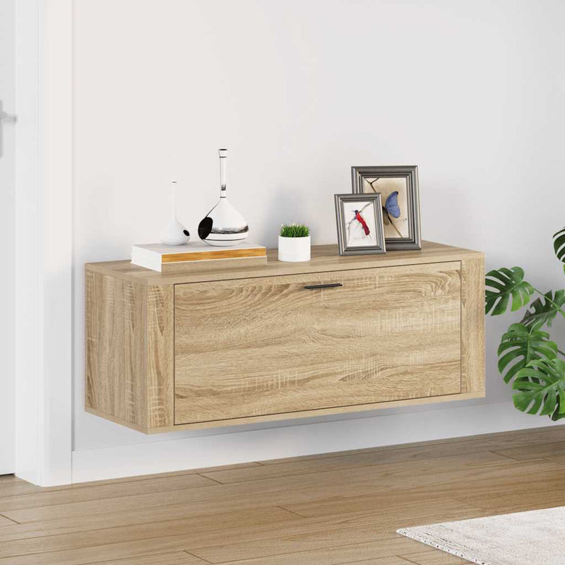 vidaXL sonoma tölgy színű szerelt fa fali cipőszekrény 100x35x38 cm