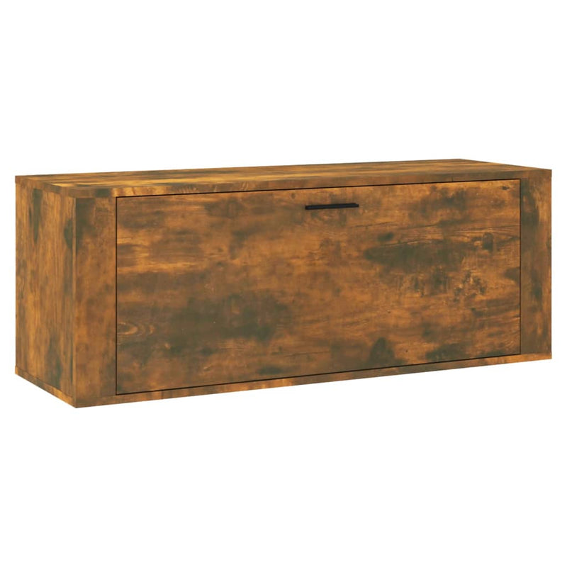 vidaXL füstös tölgy színű szerelt fa fali cipősszekrény 100x35x38 cm