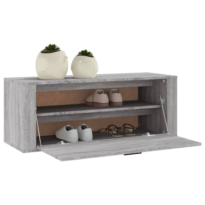 vidaXL szürke sonoma színű szerelt fa fali cipősszekrény 100x35x38 cm