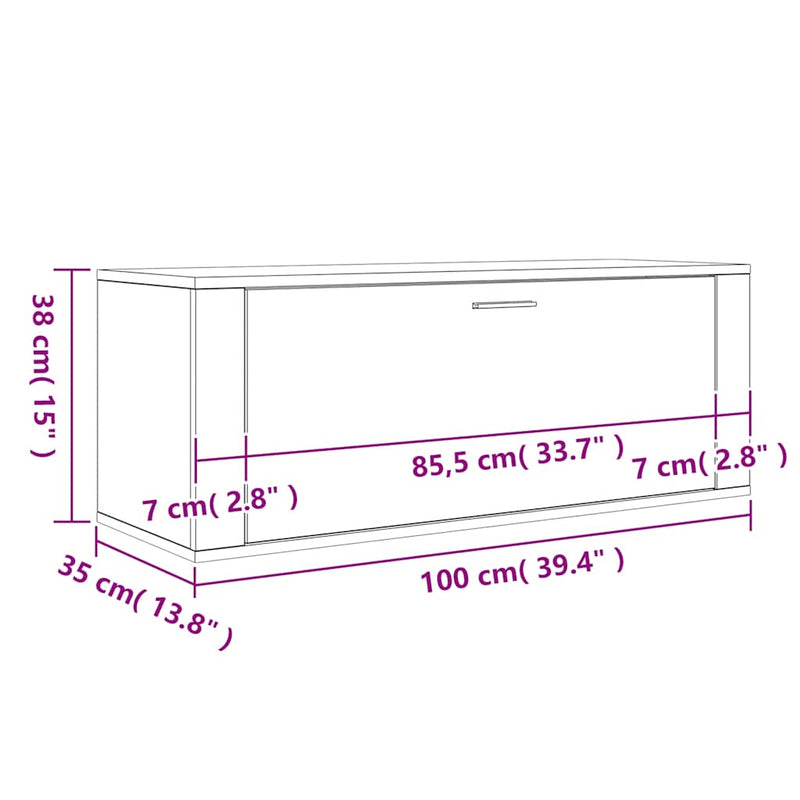 vidaXL szürke sonoma színű szerelt fa fali cipősszekrény 100x35x38 cm