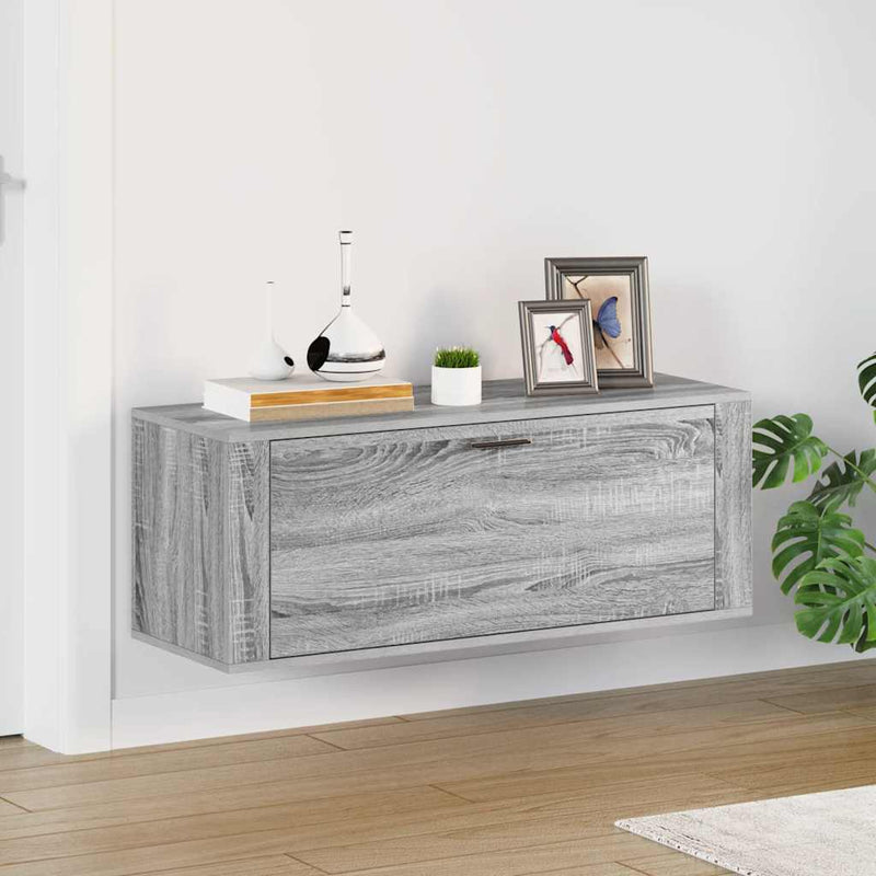 vidaXL szürke sonoma színű szerelt fa fali cipősszekrény 100x35x38 cm