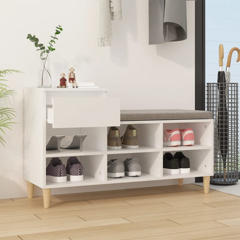 vidaXL fehér szerelt fa cipősszekrény 102x36x60 cm
