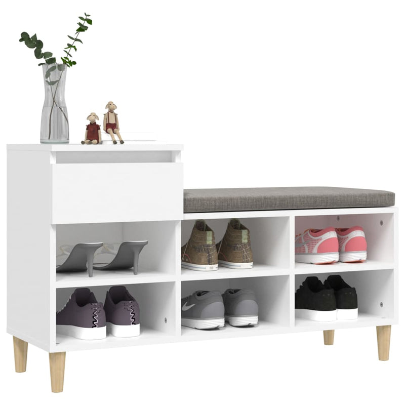 vidaXL fehér szerelt fa cipősszekrény 102x36x60 cm