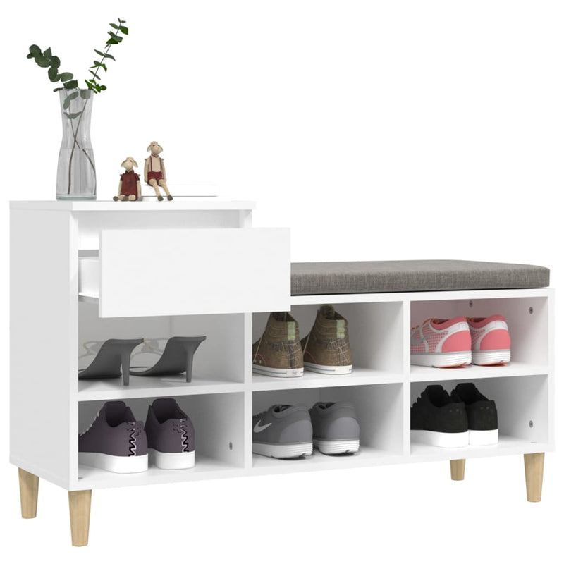 vidaXL fehér szerelt fa cipősszekrény 102x36x60 cm