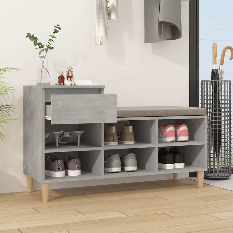 vidaXL betonszürke szerelt fa cipőszekrény 102x36x60 cm