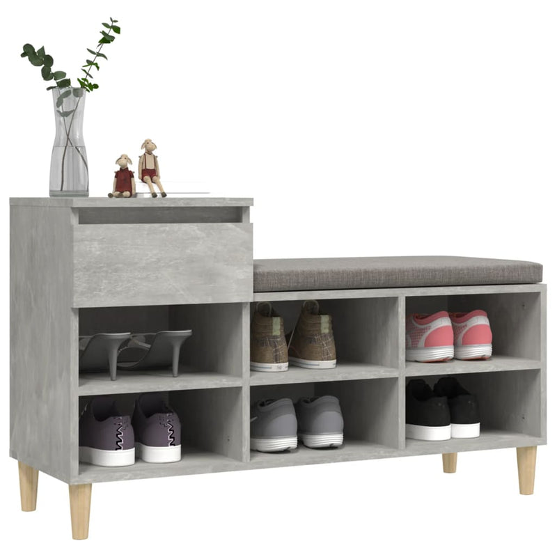 vidaXL betonszürke szerelt fa cipőszekrény 102x36x60 cm