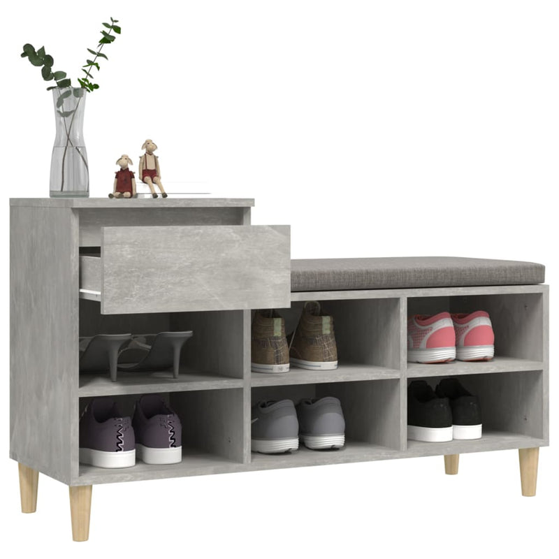 vidaXL betonszürke szerelt fa cipőszekrény 102x36x60 cm
