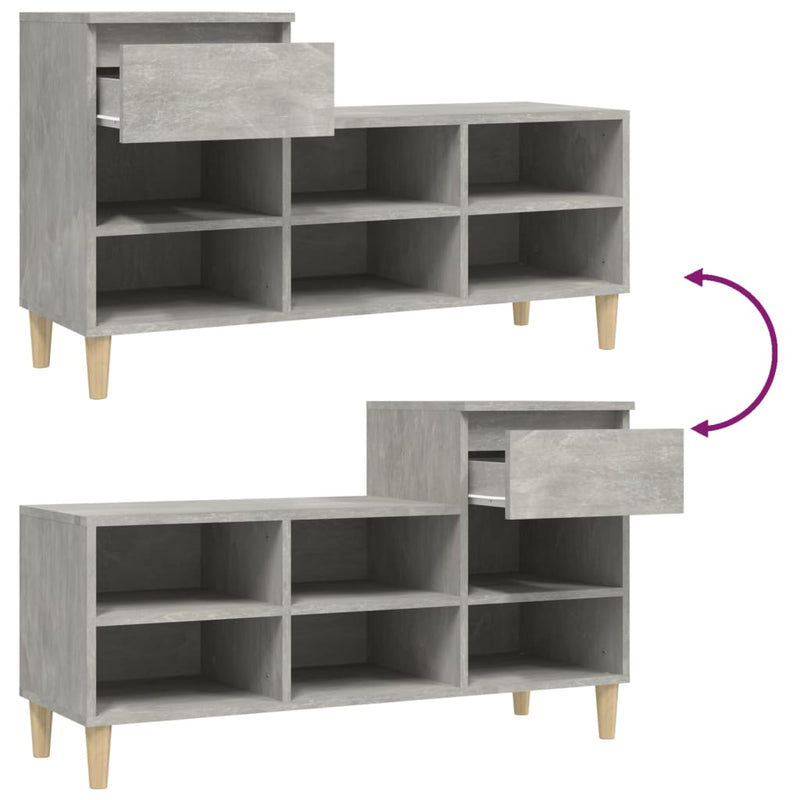 vidaXL betonszürke szerelt fa cipőszekrény 102x36x60 cm