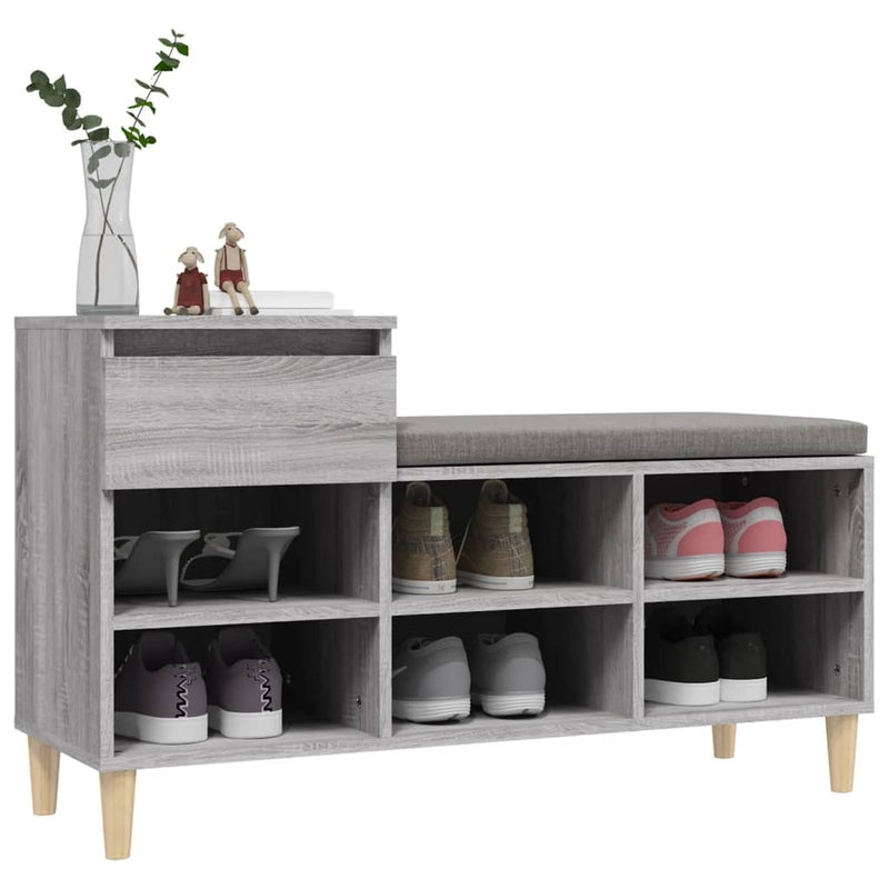 vidaXL szürke sonoma színű szerelt fa cipősszekrény 102x36x60 cm