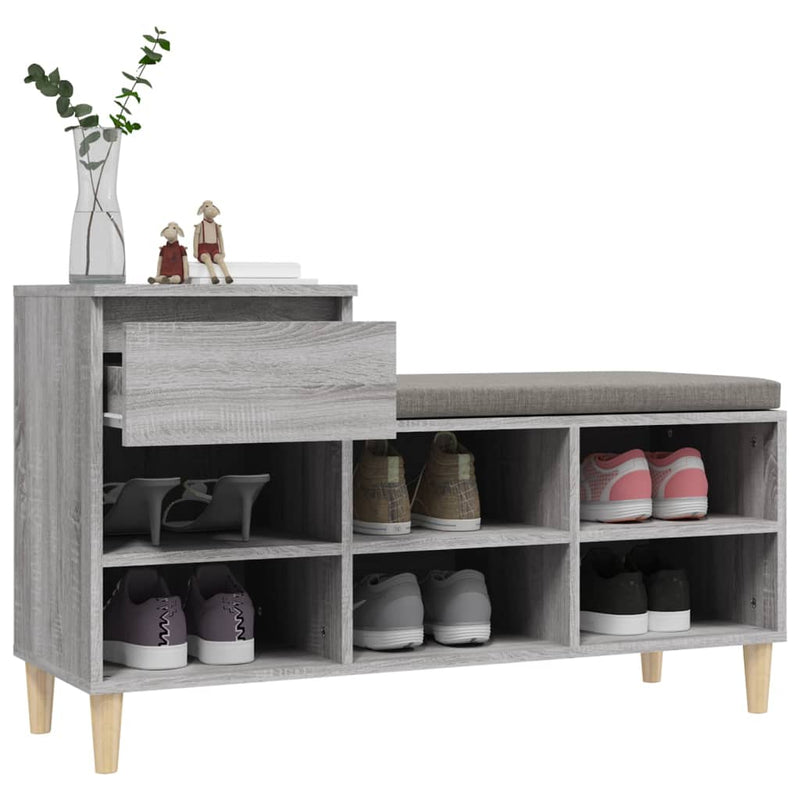 vidaXL szürke sonoma színű szerelt fa cipősszekrény 102x36x60 cm