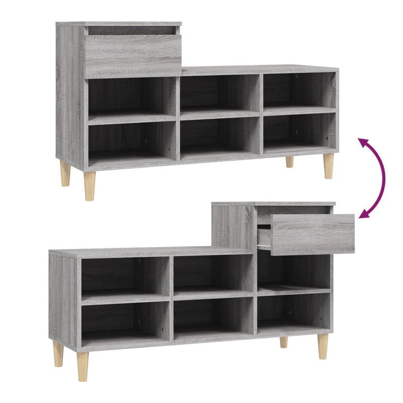 vidaXL szürke sonoma színű szerelt fa cipősszekrény 102x36x60 cm