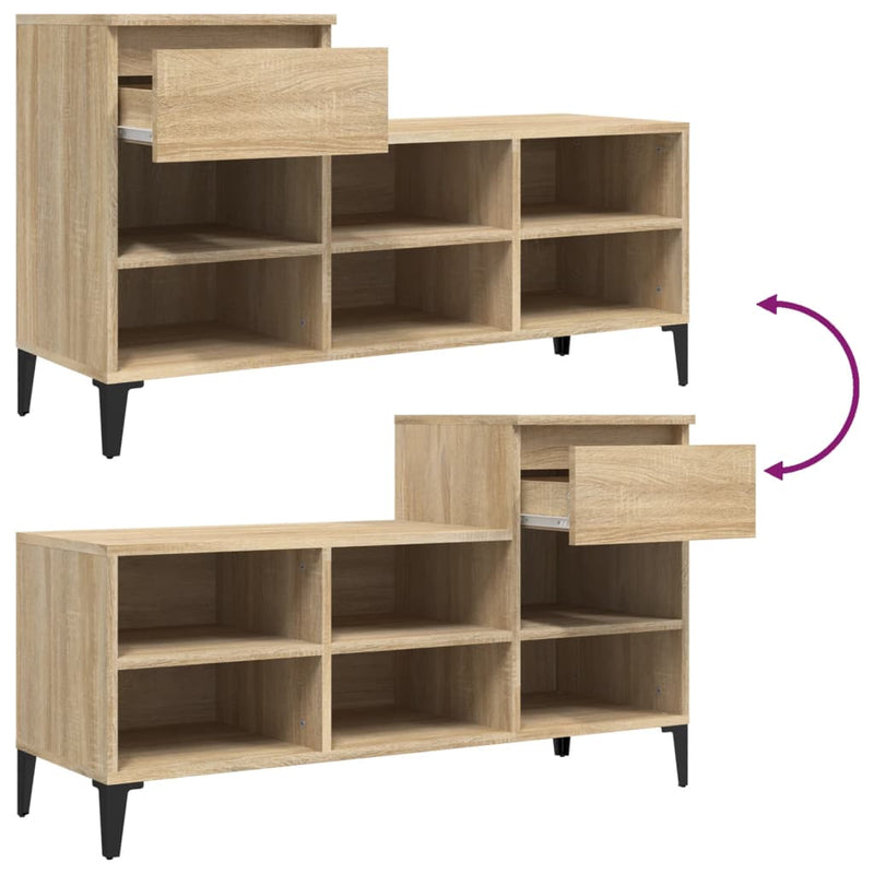 vidaXL sonoma tölgy színű szerelt fa cipőszekrény 102x36x60 cm