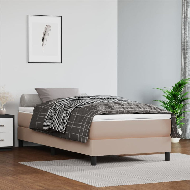 vidaXL cappuccino színű műbőr ágykeret 90 x 200 cm