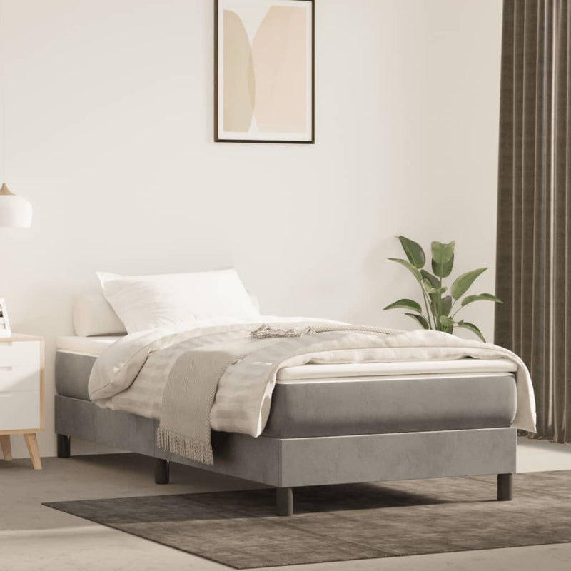 vidaXL világosszürke bársony ágykeret matrac nélkül 100x200 cm