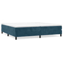 vidaXL sötétkék bársony rugós ágykeret 200x200 cm