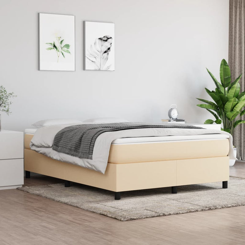 vidaXL krémszínű szövet ágykeret matrac nélkül 140 x 190 cm