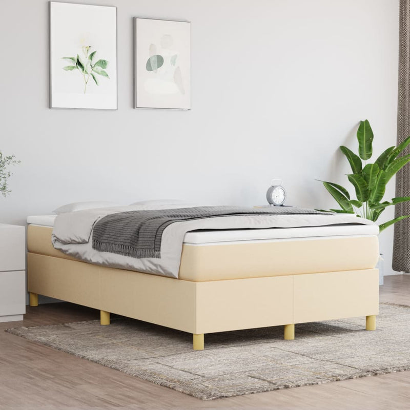 vidaXL krémszínű szövet ágykeret matrac nélkül 120x200 cm