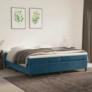 vidaXL sötétkék bársony rugós ágykeret 200x200 cm