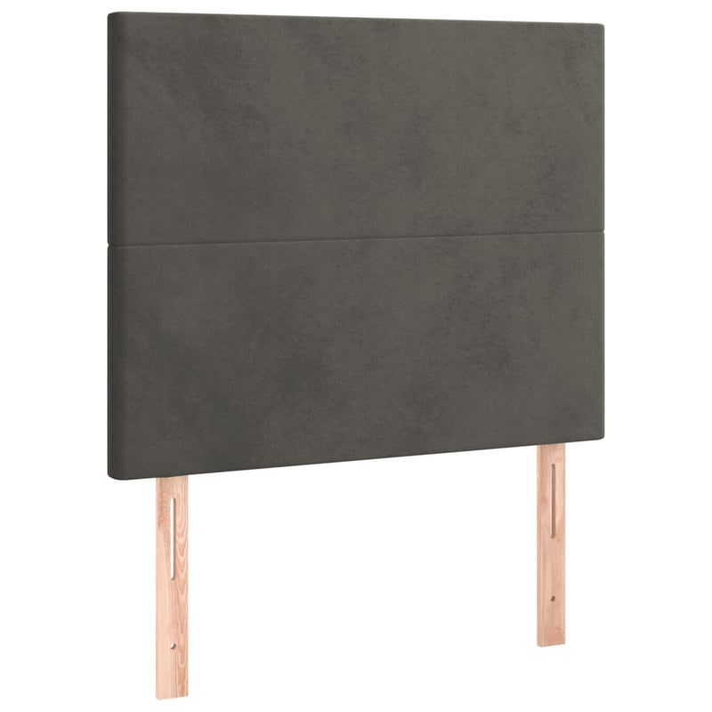 vidaXL 2 db sötétszürke bársony fejtámla 90x5x78/88 cm