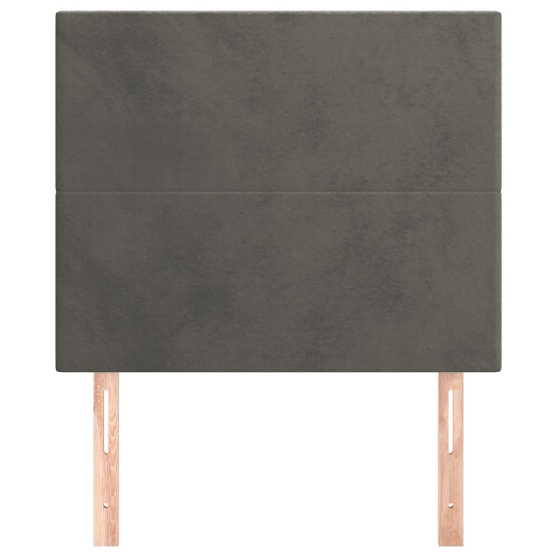 vidaXL 2 db sötétszürke bársony fejtámla 90x5x78/88 cm