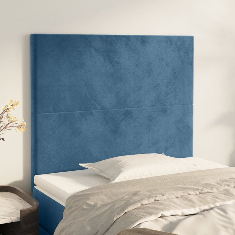 vidaXL sötétkék bársony fejtámla 100x5x78/88 cm
