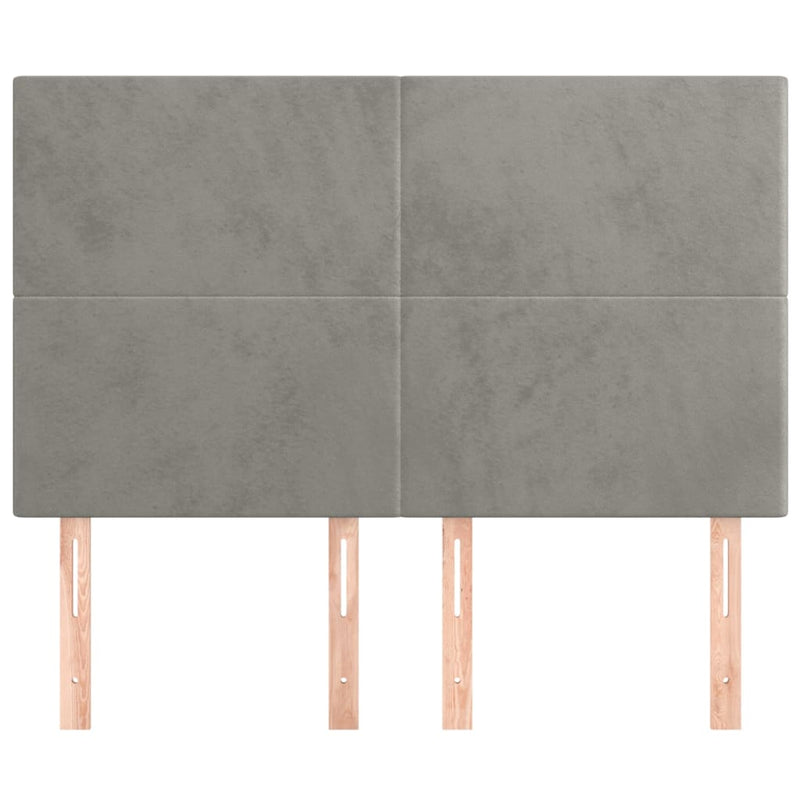 vidaXL 4 db világosszürke bársony fejtámla 72 x 5 x 78/88 cm
