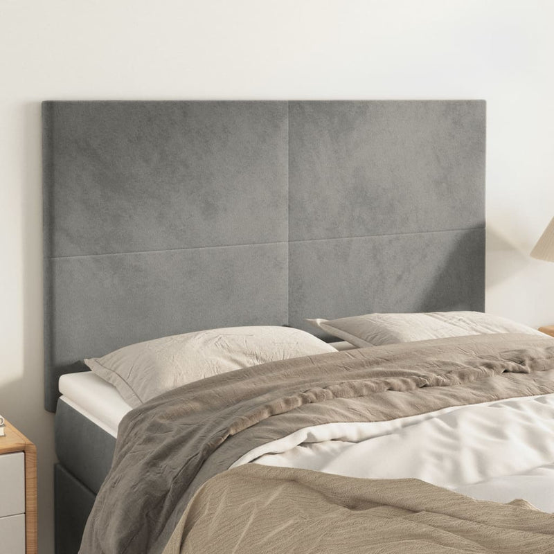 vidaXL 4 db világosszürke bársony fejtámla 72 x 5 x 78/88 cm