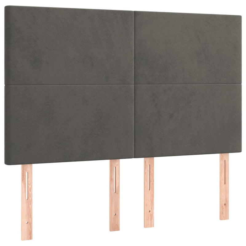 vidaXL 4 db sötétszürke bársony fejtámla 72 x 5 x 78/88 cm