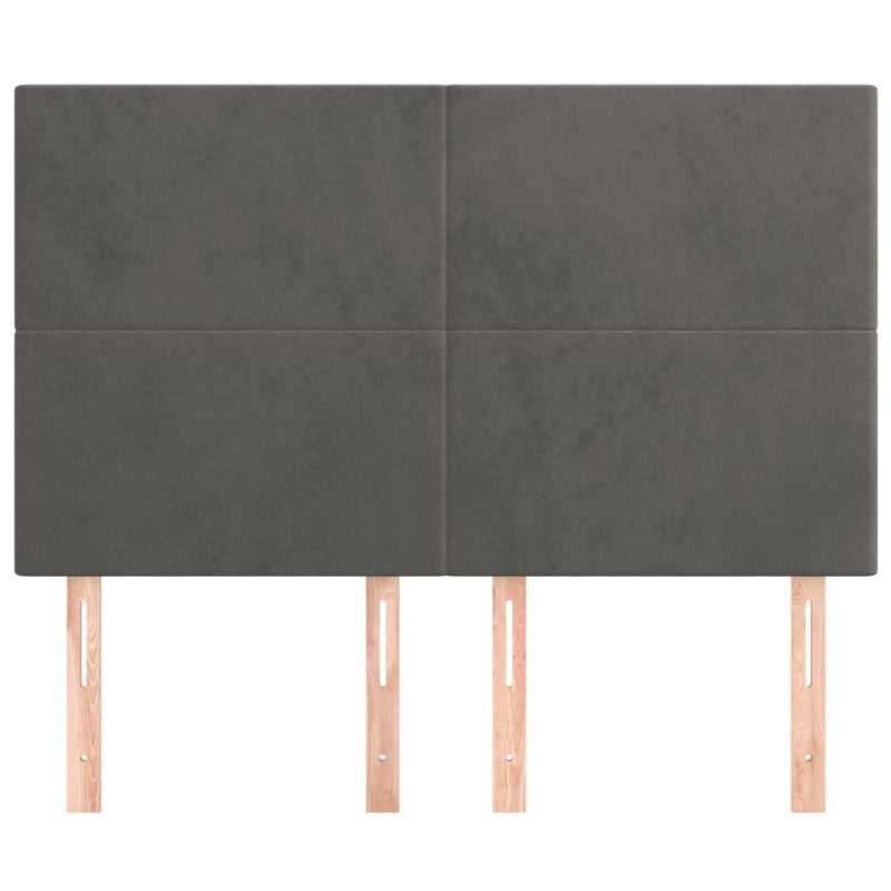 vidaXL 4 db sötétszürke bársony fejtámla 72 x 5 x 78/88 cm