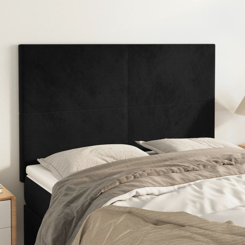 vidaXL 4 db fekete bársony fejtámla 72 x 5 x 78/88 cm