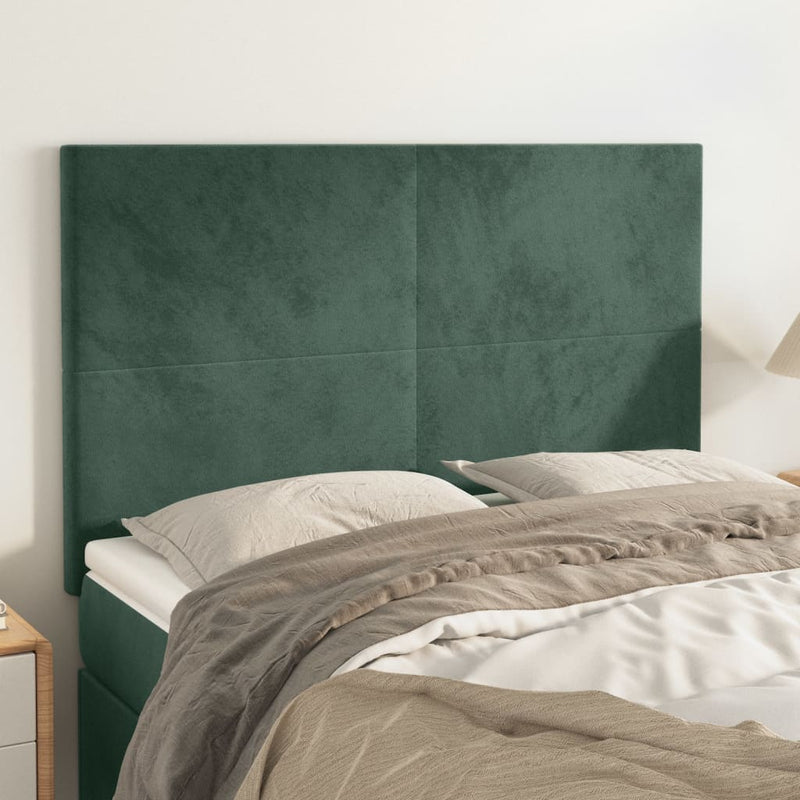 vidaXL 4 db sötétzöld bársony fejtámla 72 x 5 x 78/88 cm