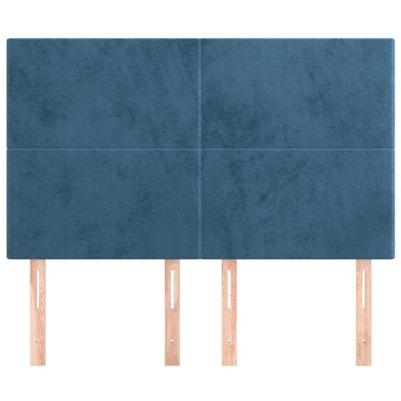 vidaXL 4 db sötétkék bársony fejtámla 72 x 5 x 78/88 cm