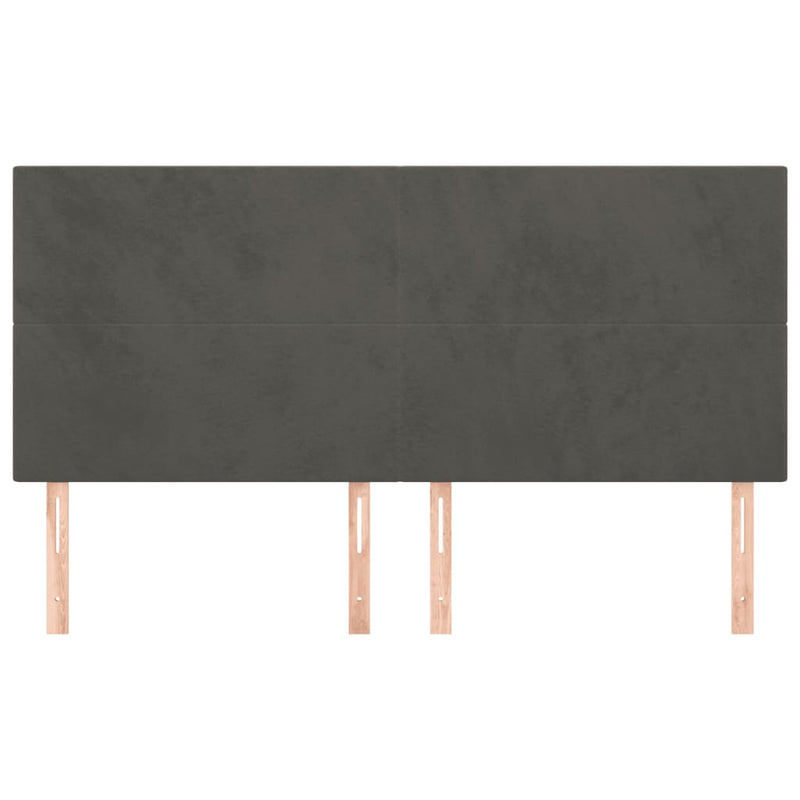 vidaXL 4 db sötétszürke bársony fejtámla 80 x 5 x 78/88 cm