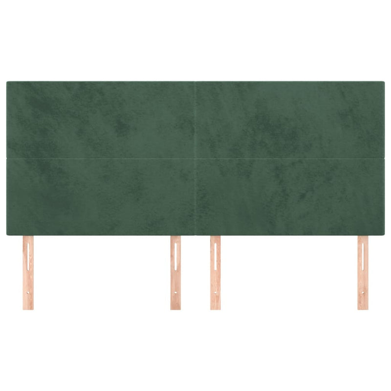 vidaXL 4 db sötétzöld bársony fejtámla 80 x 5 x 78/88 cm