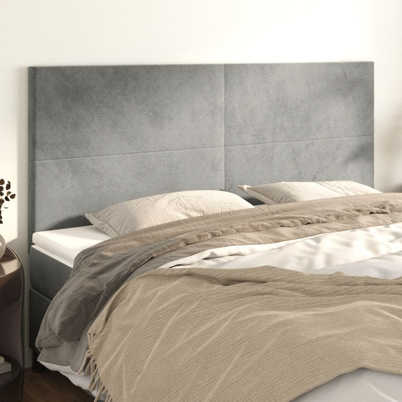 vidaXL 4 db világosszürke bársony fejtámla 90x5x78/88 cm