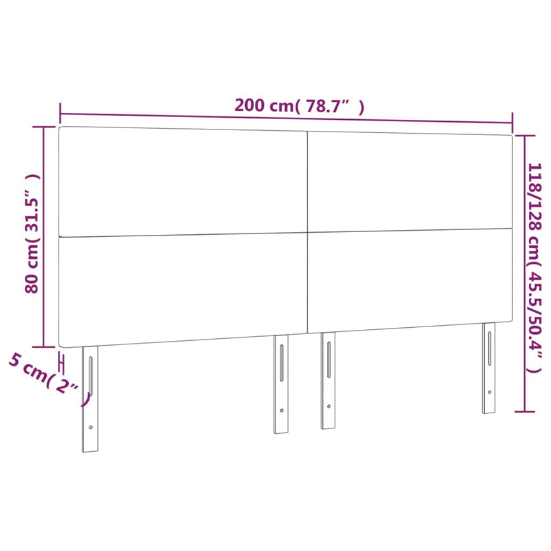 vidaXL 4 db krémszínű műbőr fejtámla 100 x 5 x 78/88 cm