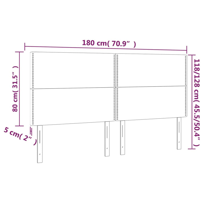 vidaXL 4 db tópszínű szövet fejtámla 90x5x78/88 cm