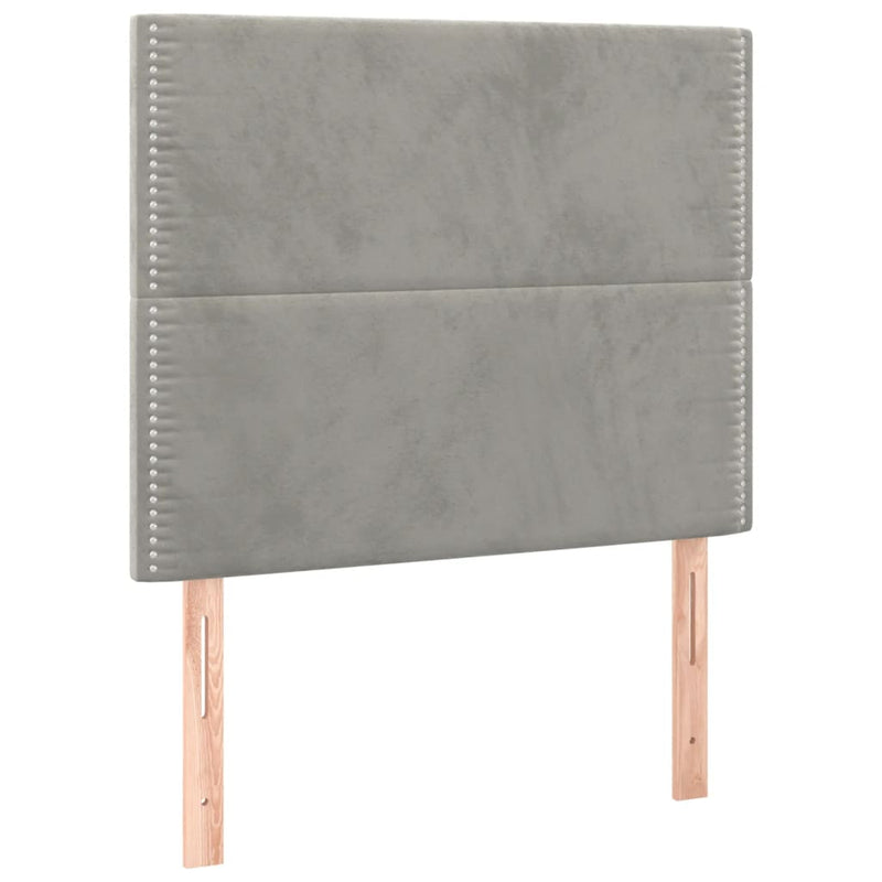 vidaXL 2 db világosszürke bársony fejtámla 90x5x78/88 cm