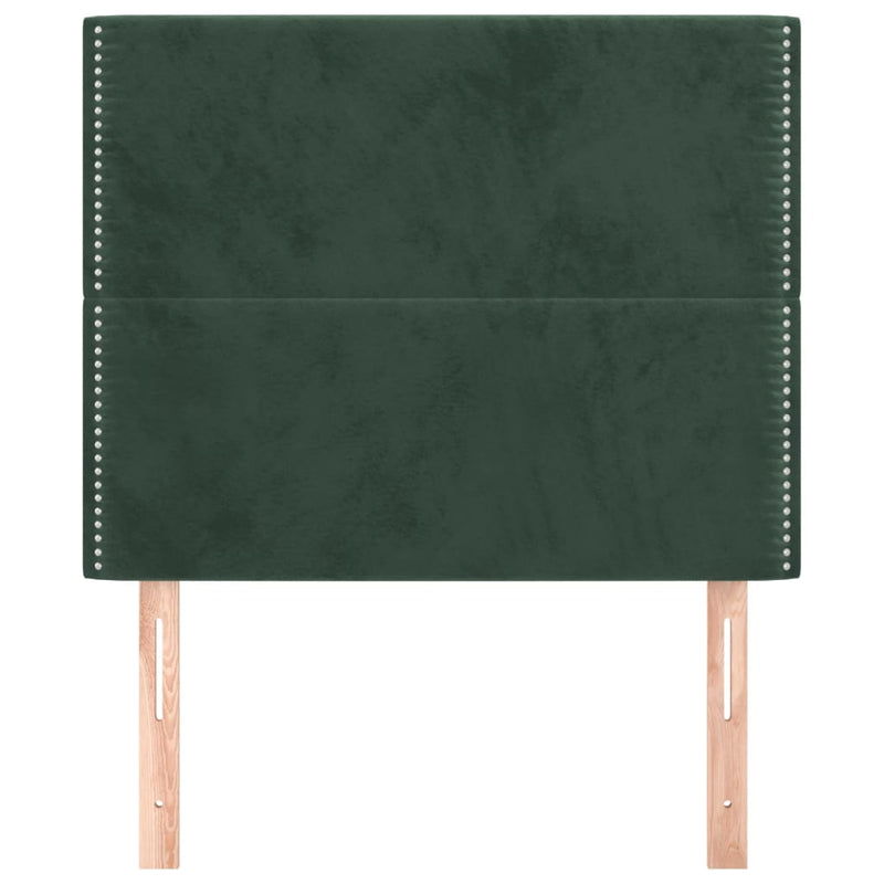 vidaXL 2 db sötétzöld bársony fejtámla 90x5x78/88 cm