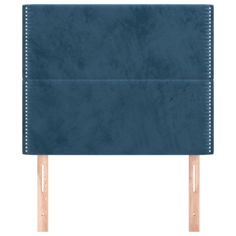 vidaXL 2 db sötétkék bársony fejtámla 90x5x78/88 cm