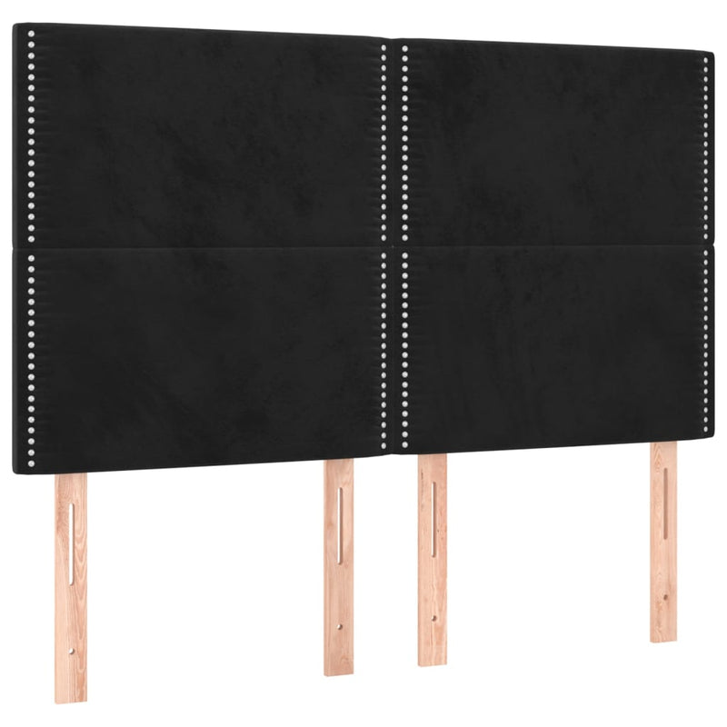 vidaXL 4 db fekete bársony fejtámla 72 x 5 x 78/88 cm