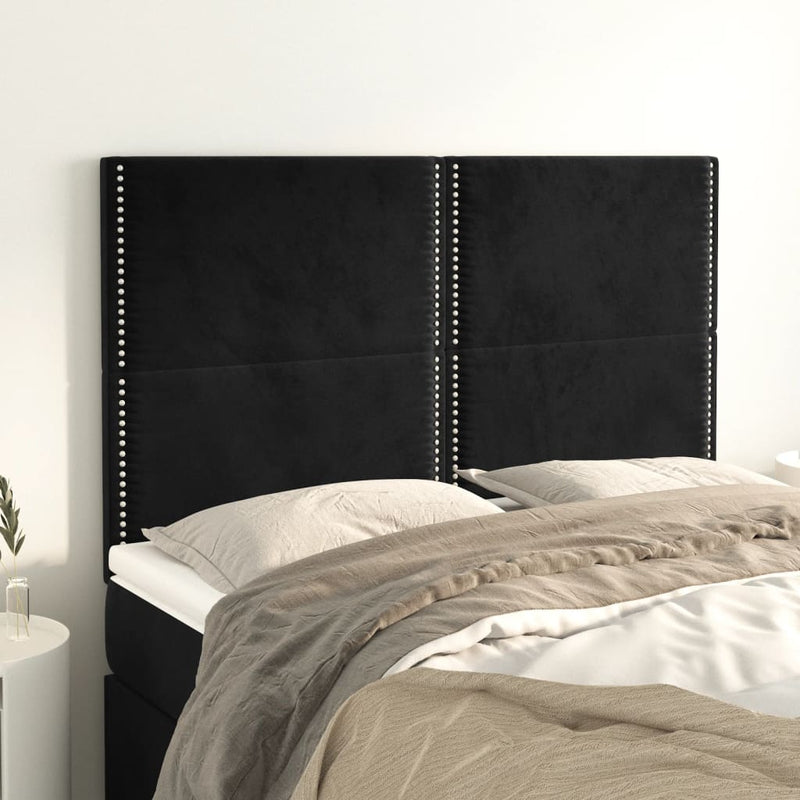 vidaXL 4 db fekete bársony fejtámla 72 x 5 x 78/88 cm