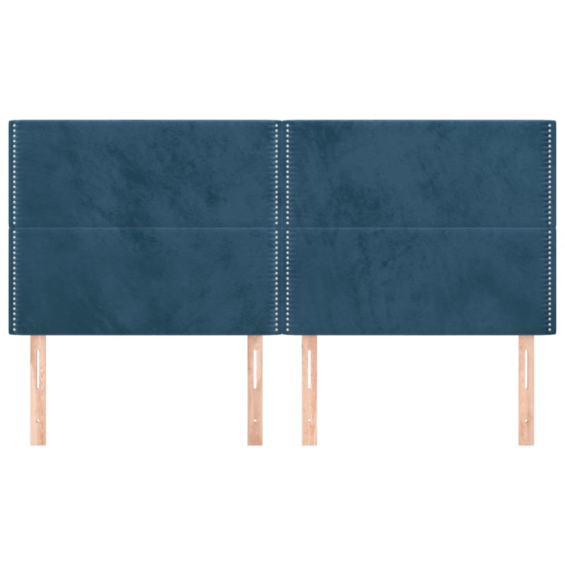 vidaXL 4 db sötétkék bársony fejtámla 80 x 5 x 78/88 cm