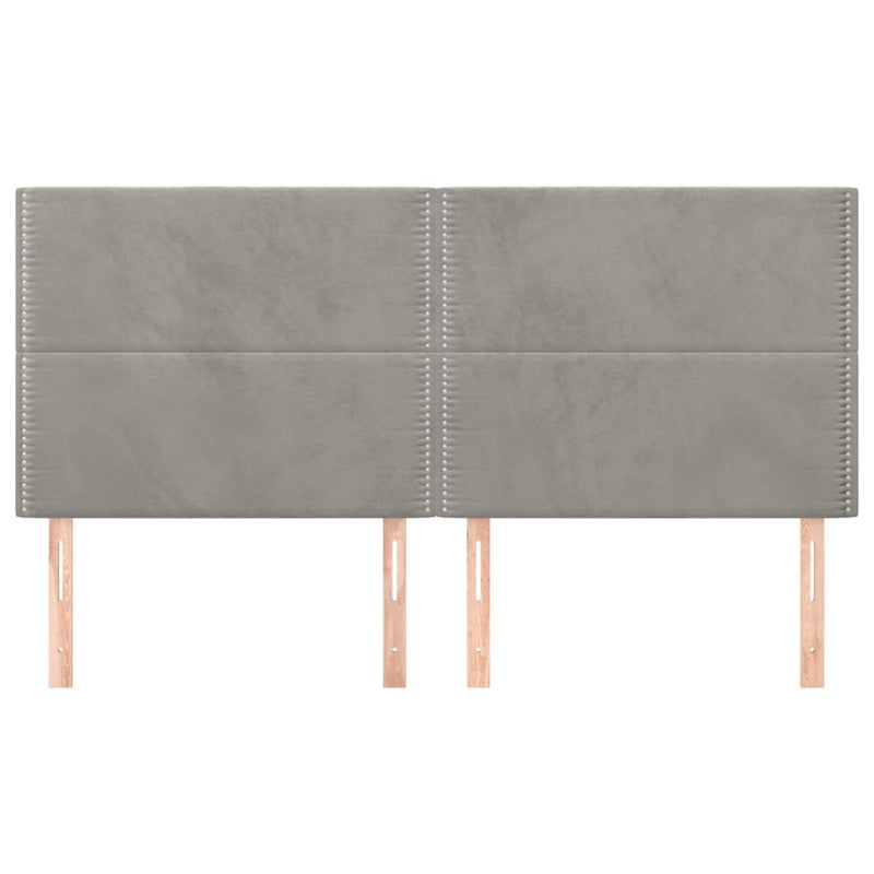 vidaXL 4 db világosszürke bársony fejtámla 90x5x78/88 cm